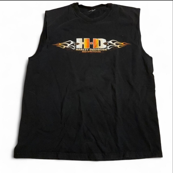 Harley-Davidson Black Tank Top with Flame Logo - Picture 1 of 3
